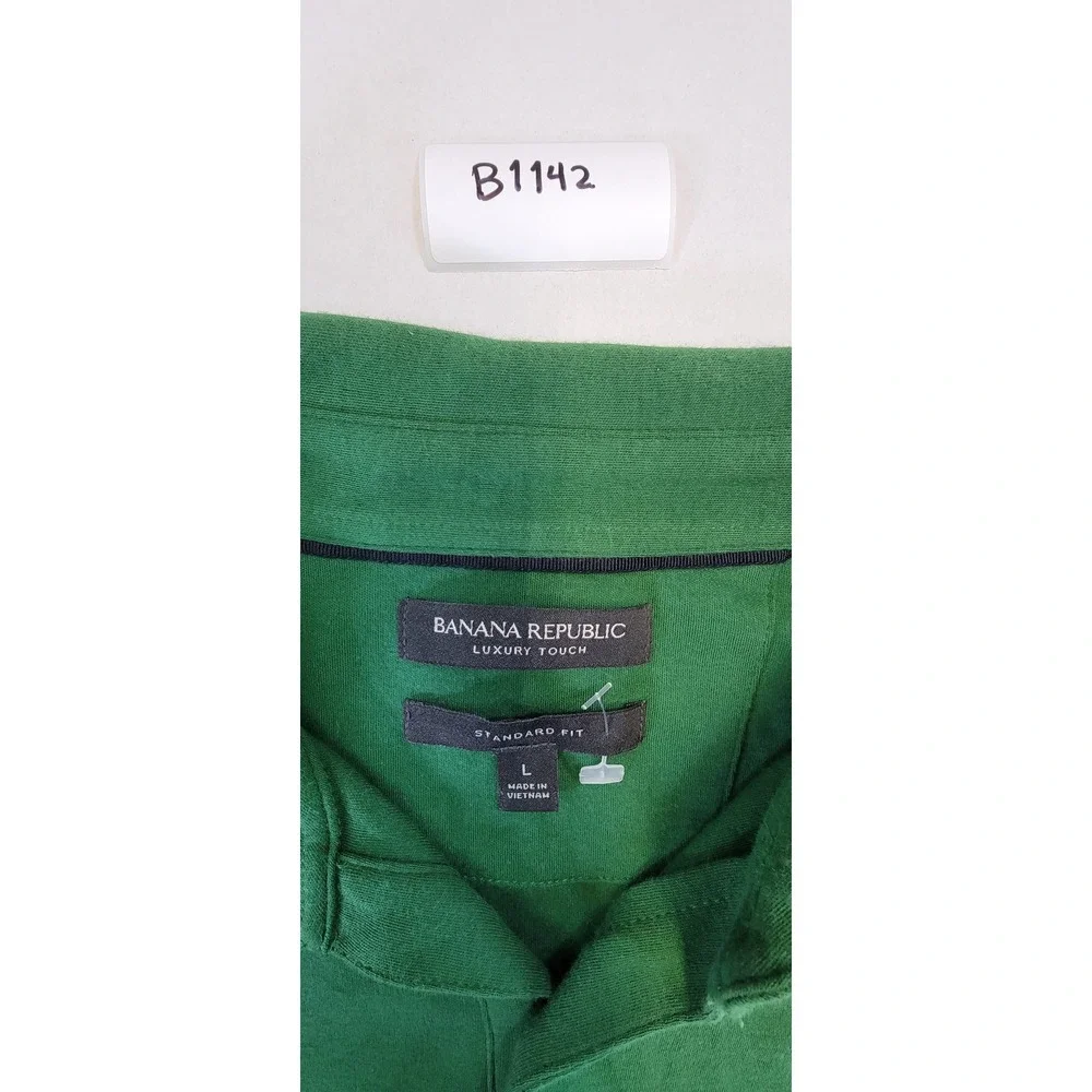 Banana Republic Mens Color‎ Block Polo Shirt Green Navy White Gray Size L